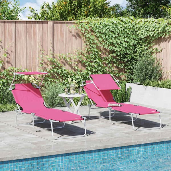 vidaXL Solstol 2 pcs Lyserød 58 x 188 x 77cm Polyester