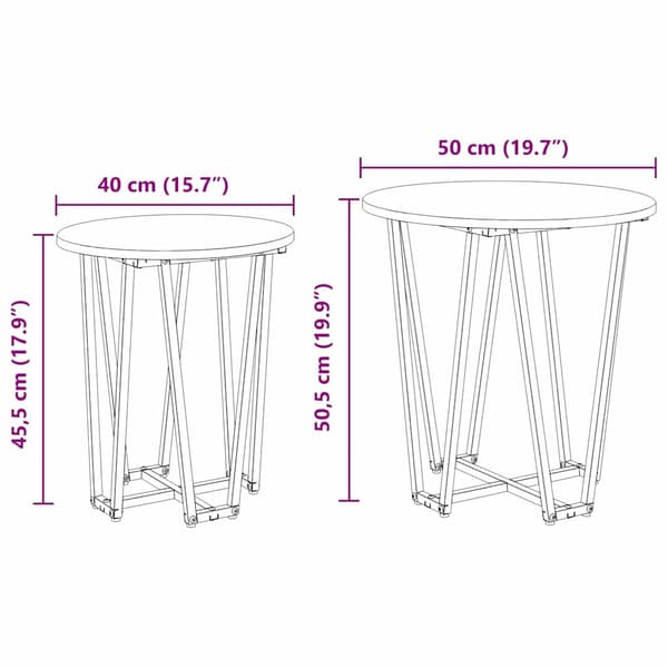 vidaXL Sidebordssæt 2 pcs Sort eg