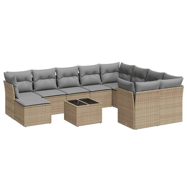 vidaXL sofasæt til haven 11 dele med hynder polyrattan beige