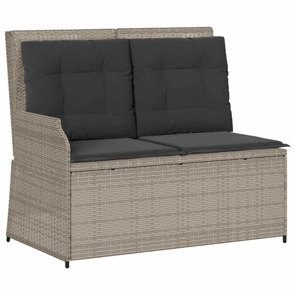 vidaXL Havebænk Lysegrå polyrattan