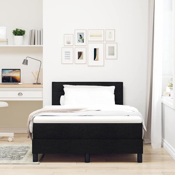 vidaXL Box spring seng med madras Sort 120 x 200 cm Stof