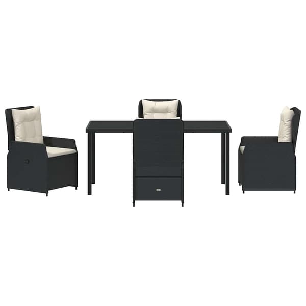 vidaXL Have Spisebordssæt 5 pcs Sort polyrattan