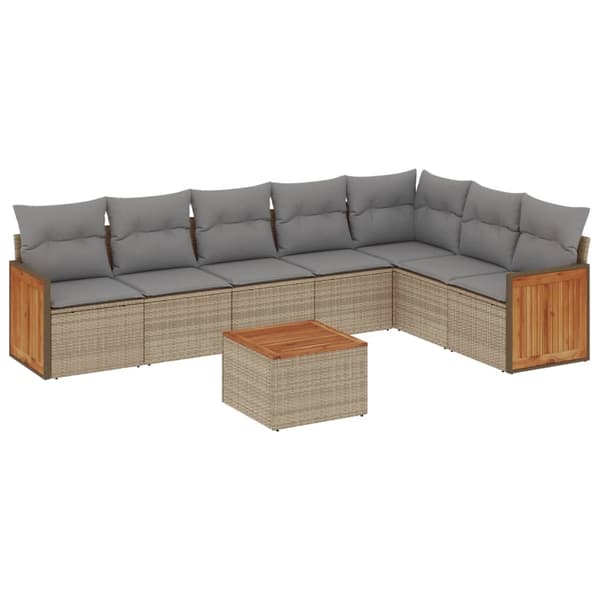 vidaXL sofasæt til haven 8 dele med hynder polyrattan beige