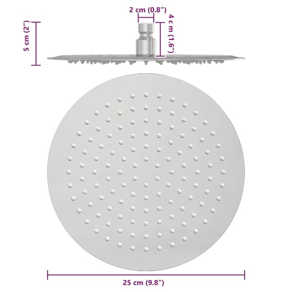 vidaXL regnbrusehoved 25 cm rund rustfrit stål 304