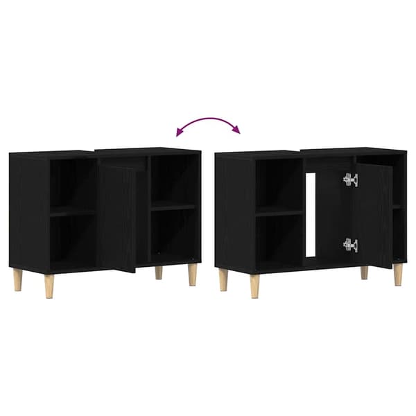 vidaXL vaskskab sort egetræ 80x33x60 cm konstrueret træ