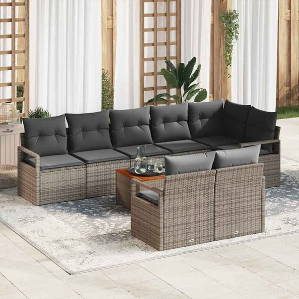 vidaXL Havesofa Sæt 9 pcs Grå