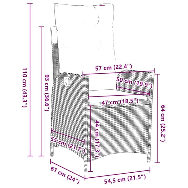 vidaXL Have Spisebordssæt 7 pcs Sort polyrattan