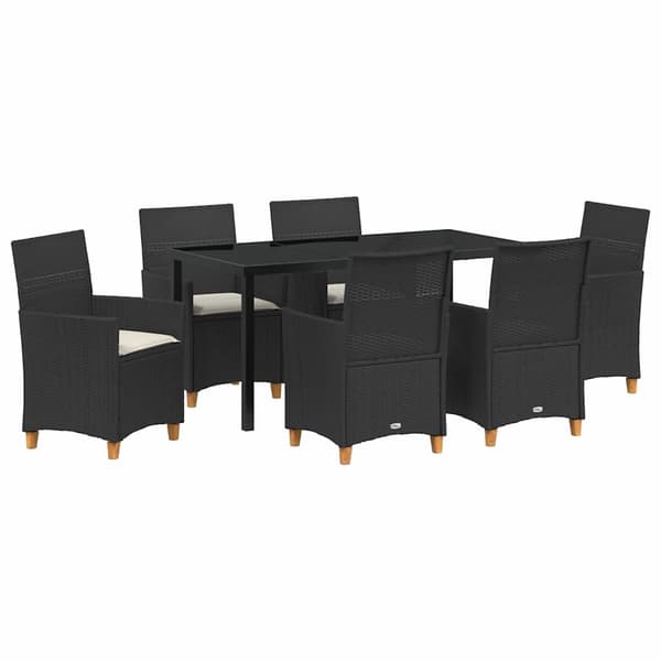 vidaXL Have Spisebordssæt 7 pcs Sort polyrattan