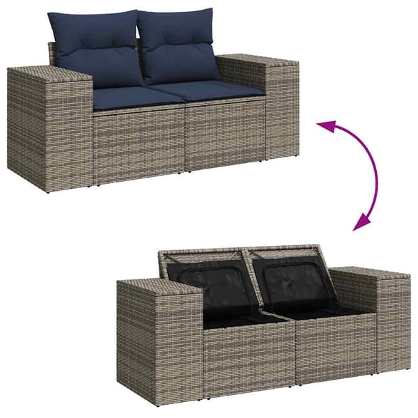 vidaXL sofasæt 5 dele med hynder polyrattan grå