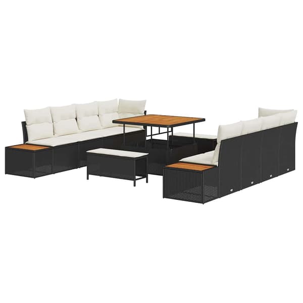 vidaXL Havesofa Sæt 11 pcs Sort polyrattan