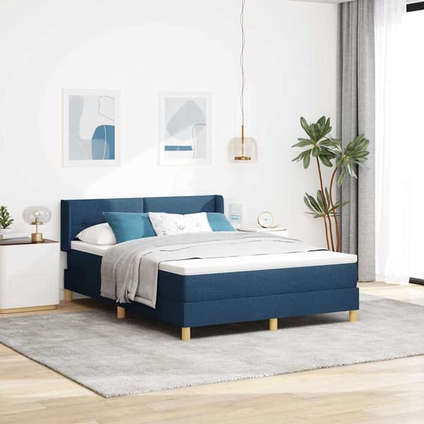 vidaXL Box spring seng med madras Blå 190 x 140 cm Polyester