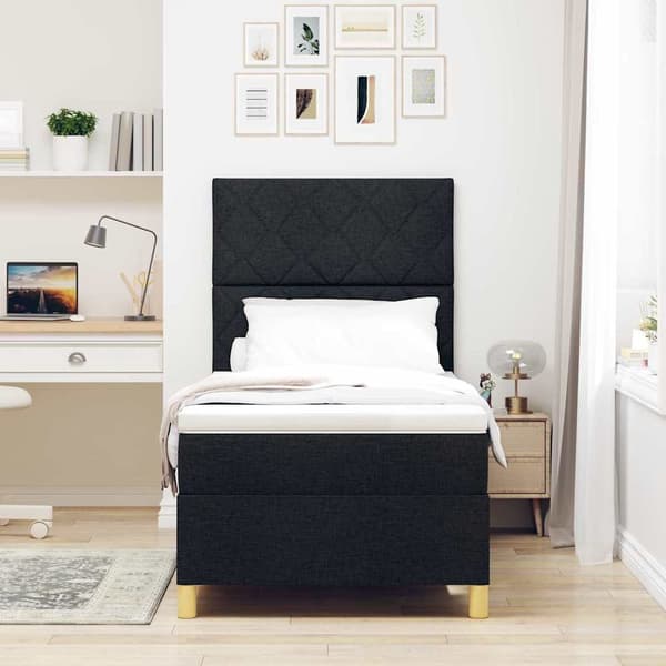 vidaXL Box spring seng med madras Sort 100 x 200 cm Stof
