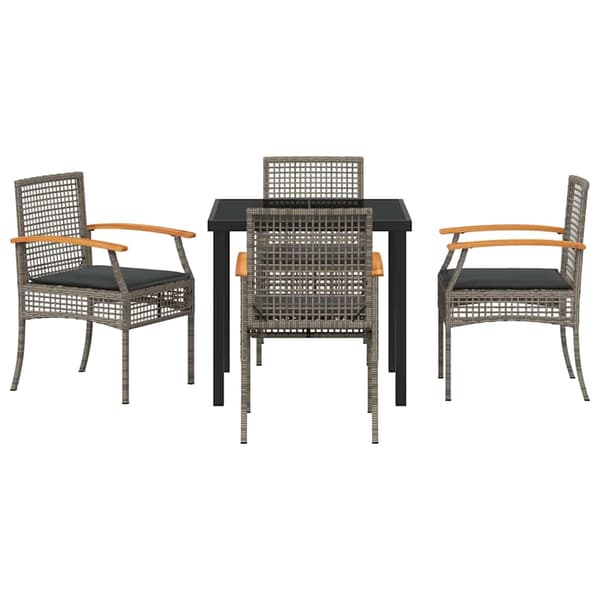 vidaXL Have Spisebordssæt 5 pcs Grå polyrattan