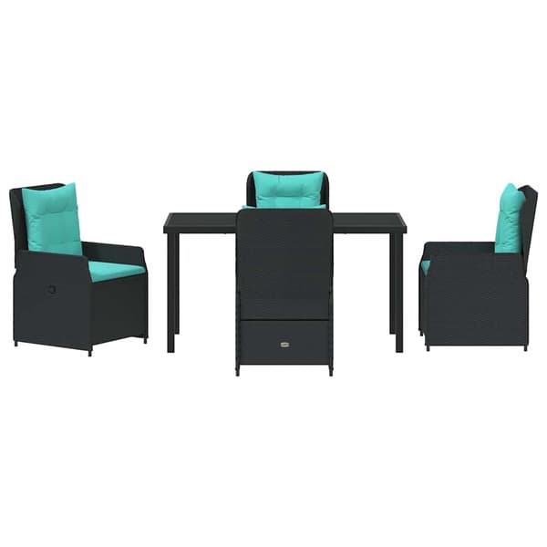 vidaXL Have Spisebordssæt 5 pcs Sort Poly rattan