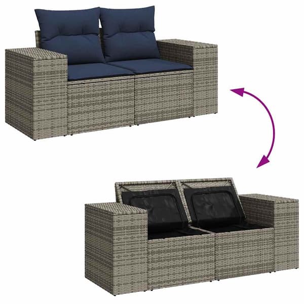 vidaXL sofaesæt til haven 7 dele med hynder polyrattan grå
