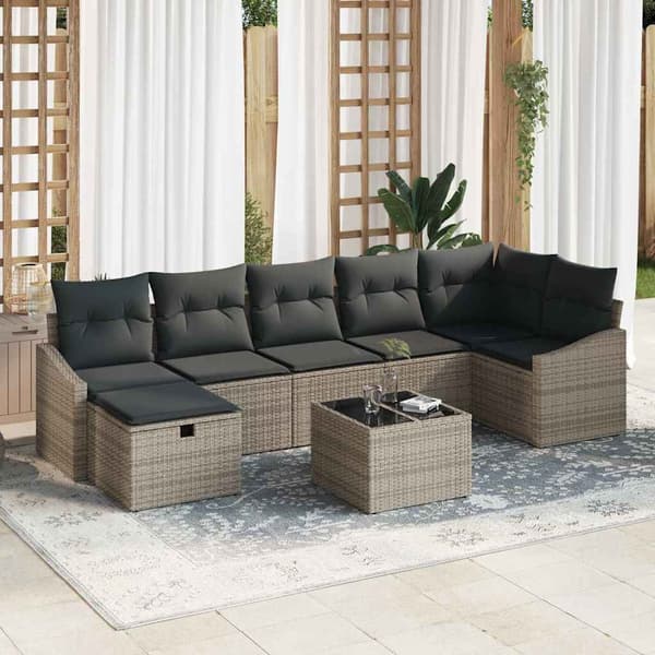 vidaXL Sofa Sæt med pude 8 pcs polyrattan