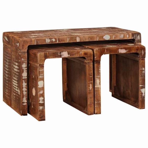 vidaXL Nesting Bord 3 pcs Brun Solid genbrugs træ