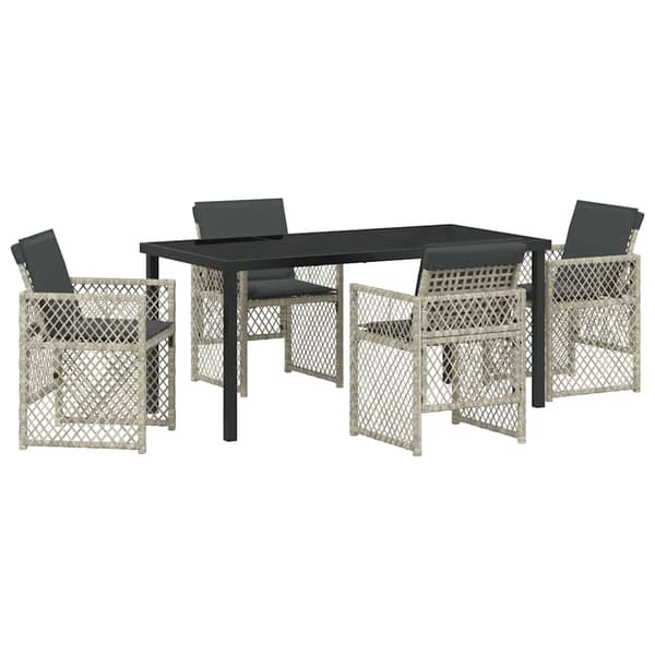 vidaXL Have Spisebordssæt 5 pcs Lysegrå polyrattan