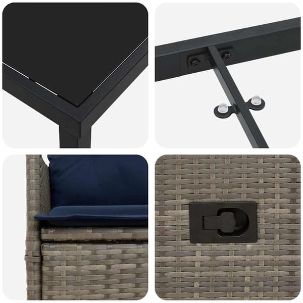 vidaXL Have Spisebordssæt 7 pcs Grå polyrattan