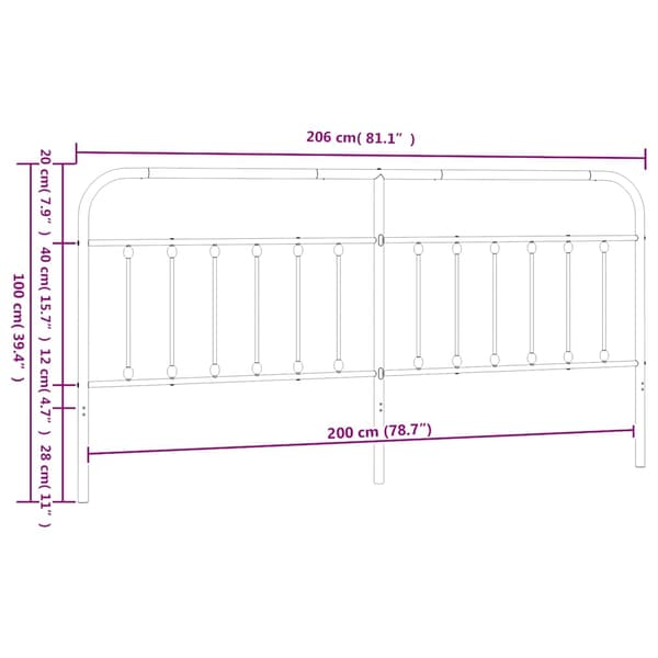 vidaXL udskiftningsgavl 200 cm metal sort
