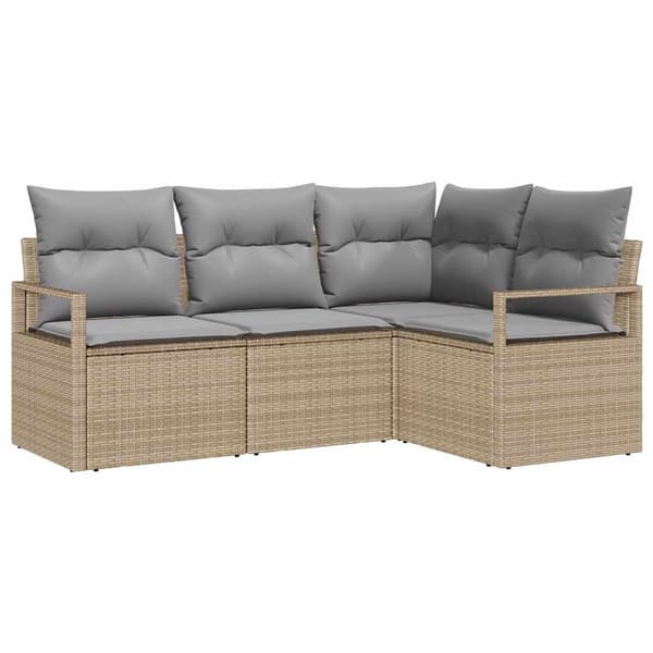 vidaXL Sofa Sæt 4 pcs Beige polyrattan