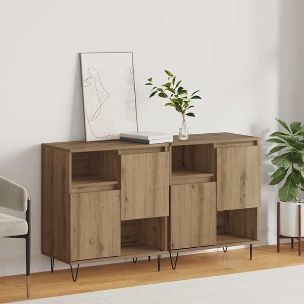 vidaXL Sideboard 2 pcs Artisan Egetræ 60 x 35 x 70 cm