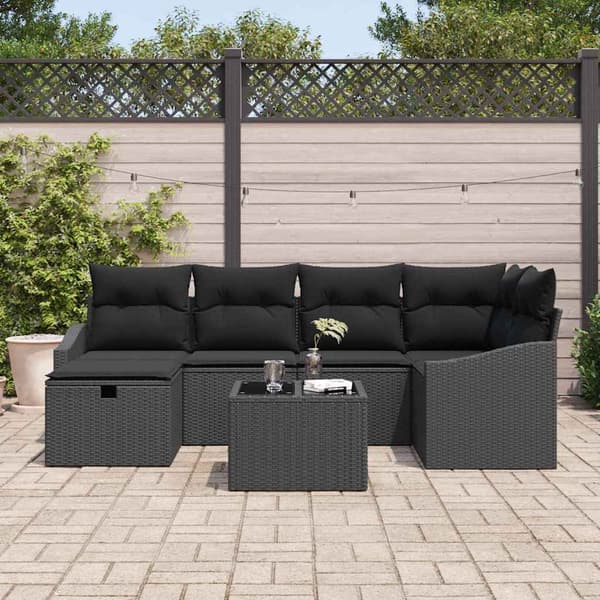 vidaXL Sofa Sæt med pude 7 pcs polyrattan
