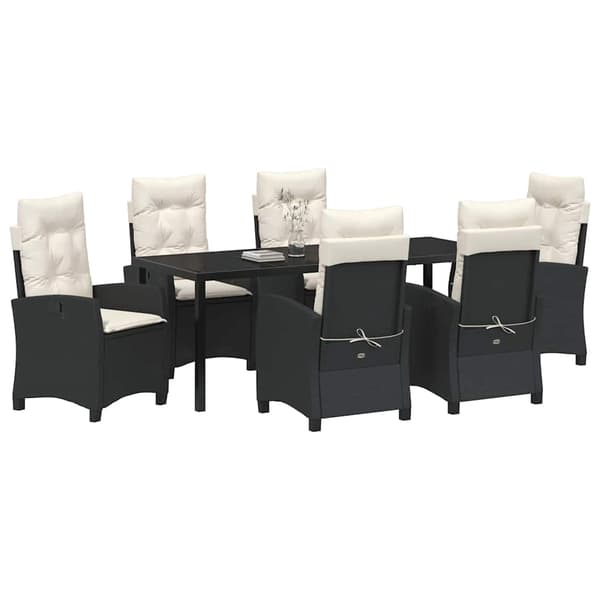 vidaXL Have Spisebordssæt 7 pcs Sort polyrattan