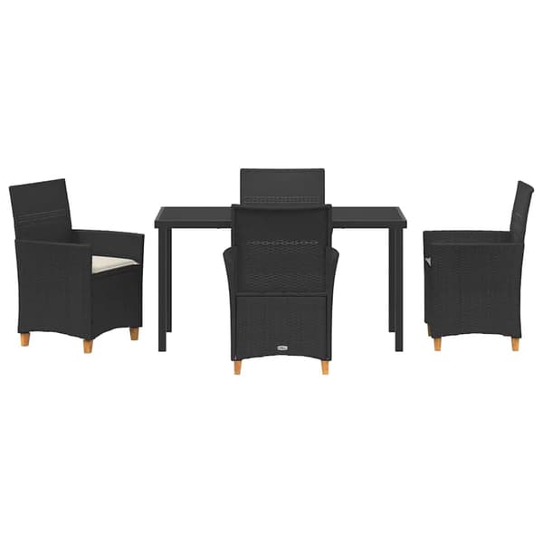 vidaXL Have Spisebordssæt 5 pcs Sort polyrattan