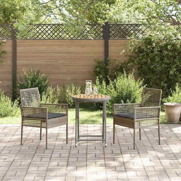vidaXL Have Bistro Sæt 3 pcs Grå polyrattan
