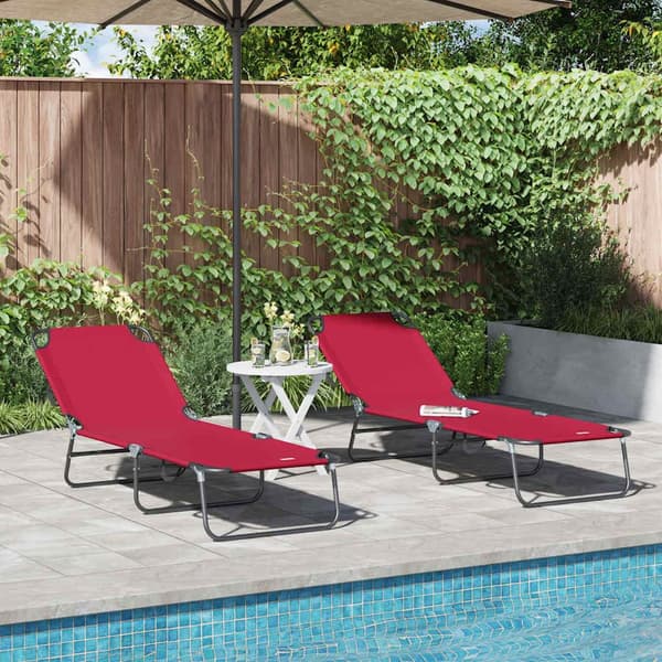 vidaXL Foldestol 2 pcs Rød 188 x 57 x 86,5 cm Polyester