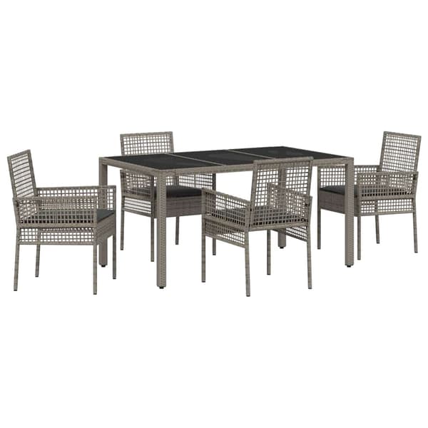 vidaXL Have Spisebordssæt 5 pcs Grå polyrattan