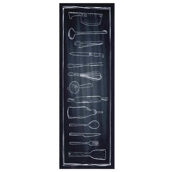 vidaXL Køkken tæppe Sort 180 x 60 cm Fløjl