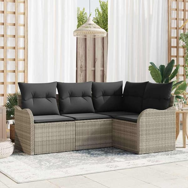 vidaXL Havesofa Sæt 4 pcs Lysegrå polyrattan