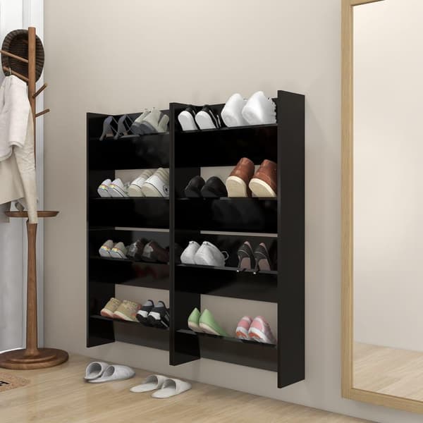 vidaXL væghængte skoskabe 4 stk. 60x18x60 cm spånplade sort