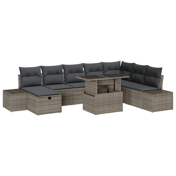 vidaXL Havesofa Sæt 11 pcs Grå Poly rattan