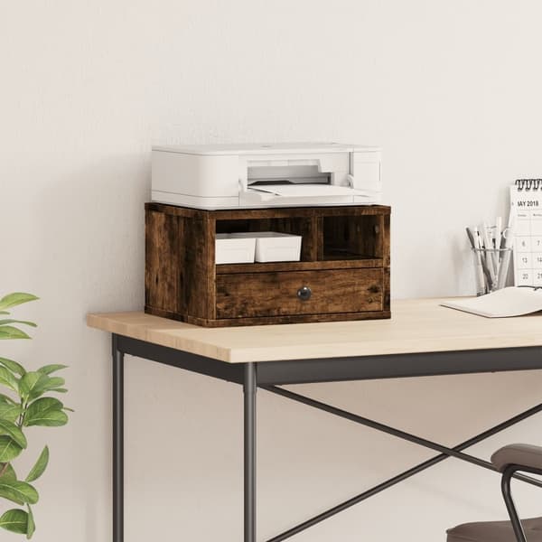 vidaXL printerstativ 40x32x22,5 cm konstrueret træ røget egetræsfarve