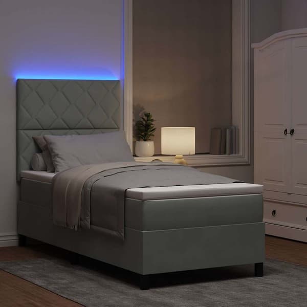 vidaXL Box spring seng med madras Lysegrå 100 x 200 cm Fløjl