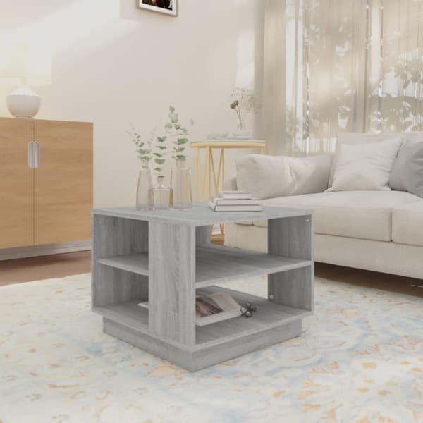 vidaXL sofabord 55x55x43 cm spånplade grå sonoma-eg