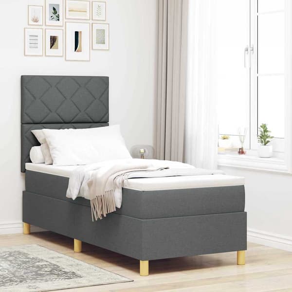 vidaXL Box spring seng med madras Mørkegrå 80 x 200 cm Stof