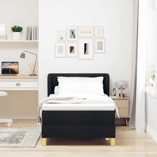 vidaXL Box spring seng med madras Sort 100 x 200 cm Stof