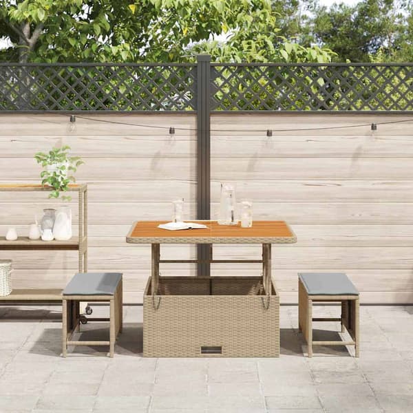 vidaXL Have Spisebordssæt Beige polyrattan