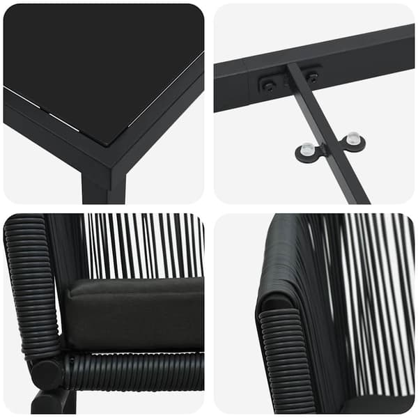 vidaXL Have Spisebordssæt 7 pcs Sort Poly rattan