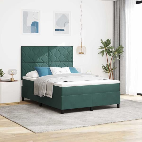 vidaXL Box spring seng med madras Mørkegrøn 140 x 200 cm Stof