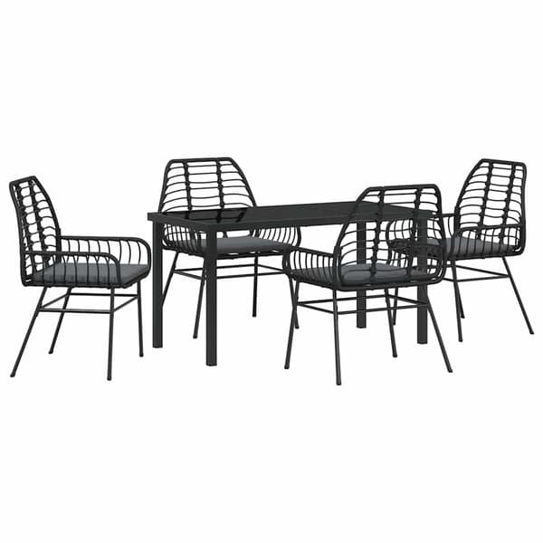 vidaXL Have Spisebordssæt 5 pcs Sort polyrattan