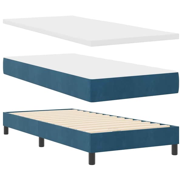 vidaXL Box spring seng med madras Mørk blå 190 x 90 cm Polyester