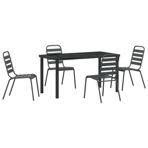 vidaXL Have Spisebordssæt 5 pcs Mørkegrå Stål