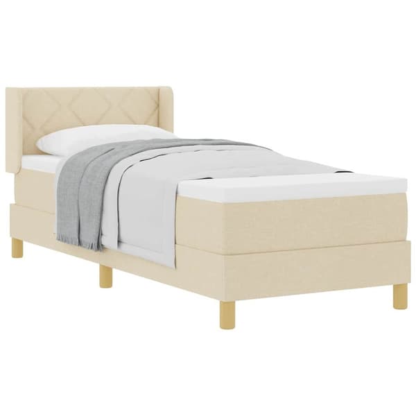 vidaXL Box spring seng med madras Creme 200 x 80 cm Polyester