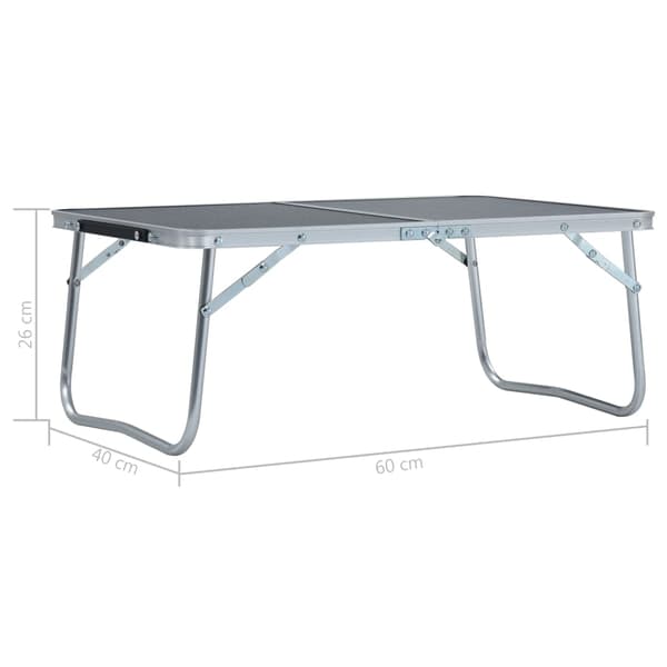vidaXL foldbart campingbord 60 x 40 cm aluminium grå