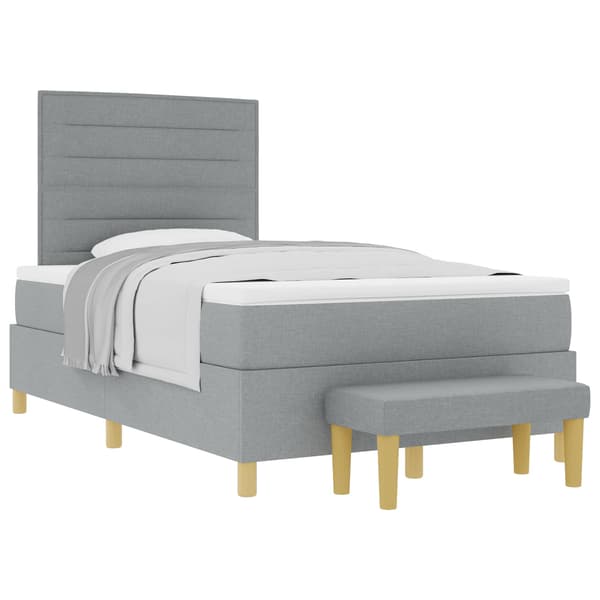 vidaXL Box spring seng med madras Lysegrå 120 x 190 cm Stof